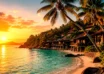 Malaysian beach resort at golden hour