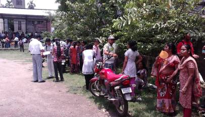 Students and guardians outside an engineering entrance exam centre in Howrah